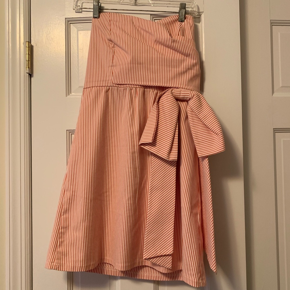 Seersucker strapless dress